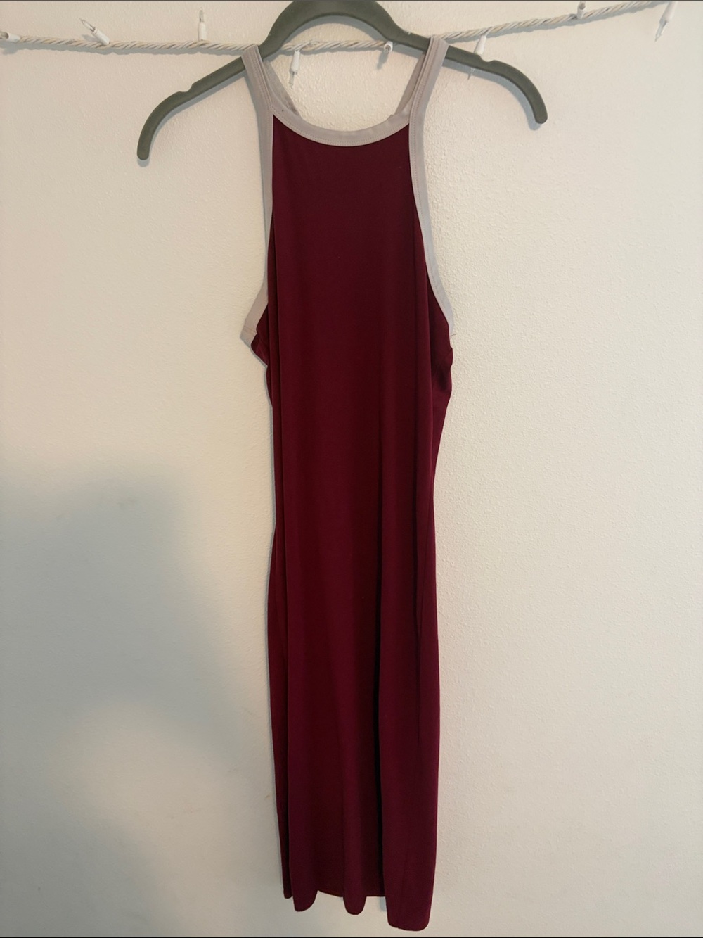 Absolutely Burgundy Midi Dress with Light Gray Trim